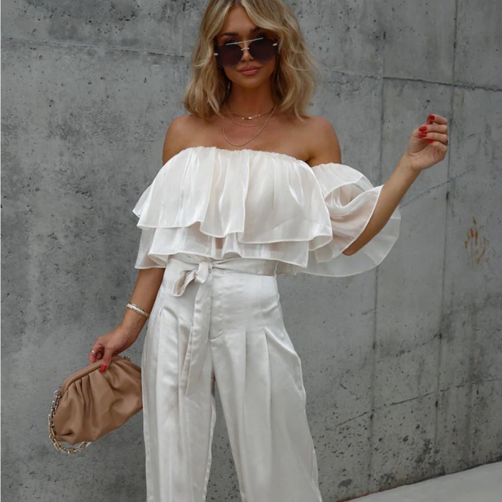 Vici Dolls Cream Ruffle Strapless Top